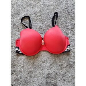Victoria's Secret Pink Wear Everywhere Underwire Padded Red Black Bra 34D